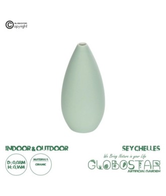 GloboStar® Artificial Garden SEYHELLES 21266 Διακοσμητικό Κεραμικό Βάζo Τιρκουάζ Π8 x Μ8 x Υ16cm